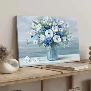 Floral Pattern Stretched Canvas Painting with Frame, Modern Art Poster, Wall Art Decoration for Home Living Room Bedroom Office, Ornaments