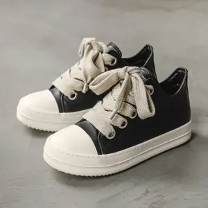 Unisex PU Leather Sneakers, Casual Low-Top Rubber Sole Shoes, Medium Fit All Season Footwear, Trendy Daily Wear & Sports