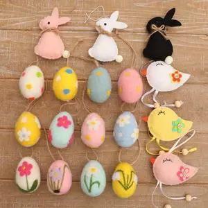 A Set of 12 Felt Easter Eggs for Bulk Party Decorations, Perfect for Table Centerpieces And Basket Decor, Hanging Decoration. These Large Pastel-Colored Artificial Wool Felt Eggs Are Ideal for Spring Crafts, Tree Ornaments, Party Decoration Supplies
