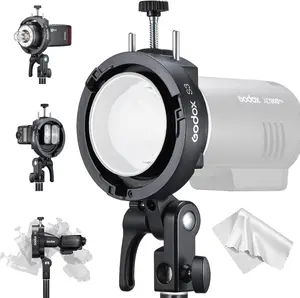 GODOX S3 Speedlite Bracket,   , Adjustment Angle±90°,Umbrella Hole, Bowens Mount Holder for Godox AD200Pro II AD300Pro II AD400Pro II V1 V100 V1Pro AD300Pro AD100Pro etc.
