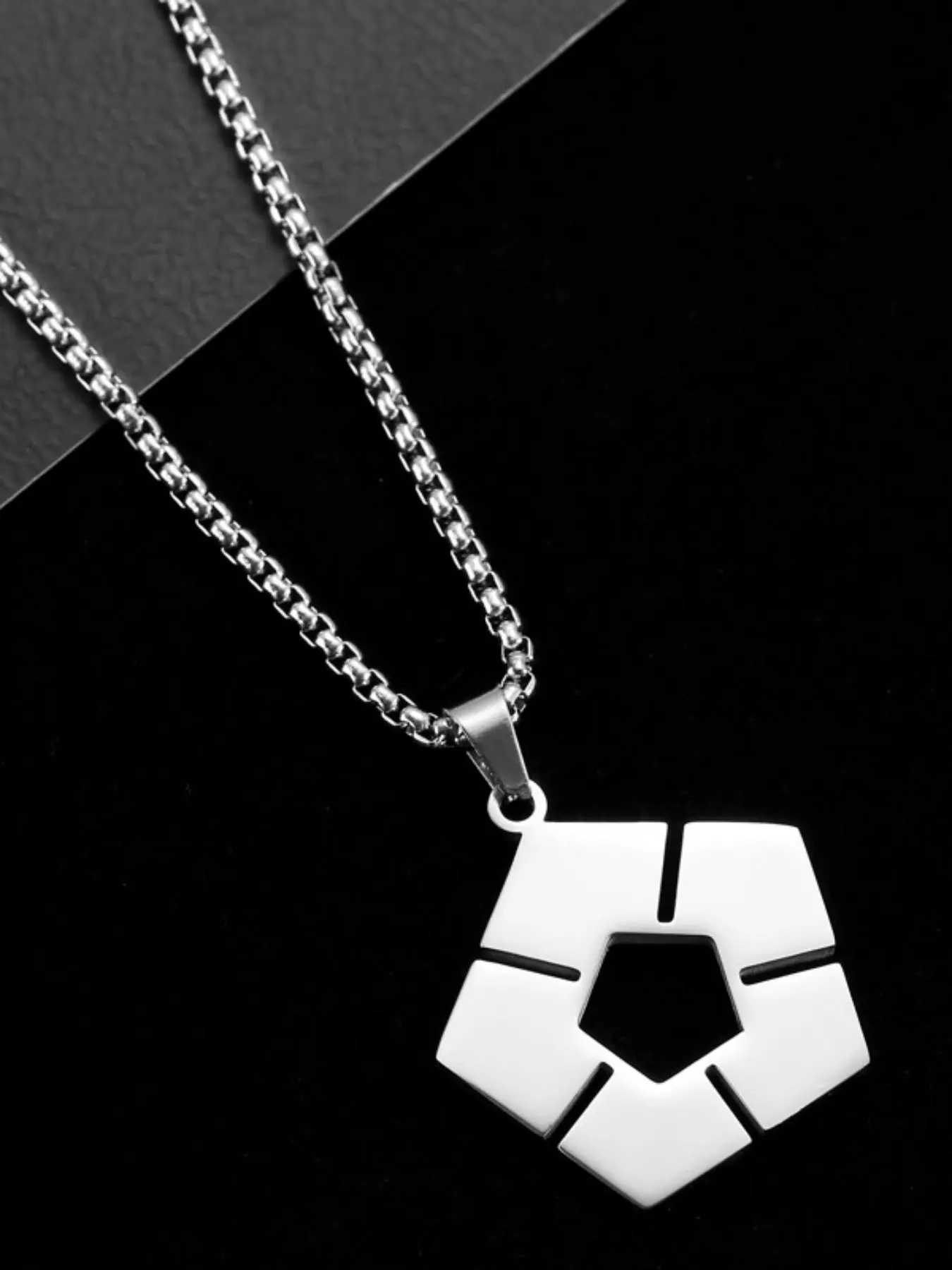 Trendy Blue Prison Football Stainless Steel Necklace Bluelock Logo Pendant, Anime Manga Titanium Steel Charm, Unisex Fashion Accessory, Trendy Charm Necklaces