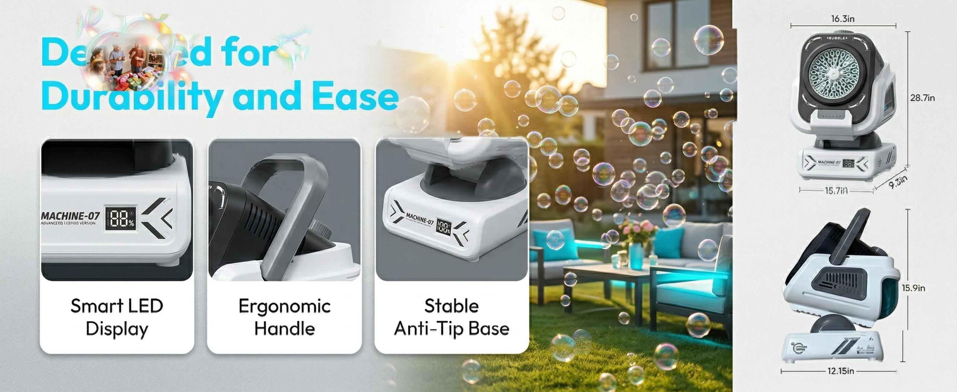 Upgraded Bubble Machine, 1800mAh Rechargeable, for Kids/Weddings/Parties/Outdoor Use, Ideal Christmas/Thanksgiving/Black Friday Gift, 2 AAA Batteries Required for Remote (Not Included)