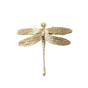 Nordic Luxury Brass Dragonfly Decorative Pull Handle, Furniture Cabinet Drawer Door Small Handle, Single Hole Design