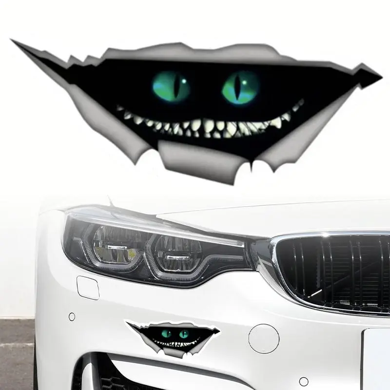 For Cheshire Cat Sticker Torn Metal Decal Wild Animal Funny Car Stickers Window Bumper 3D Car Styling Car Decoration 13cm*5.7cm