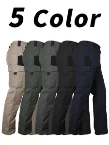 HOMUG Men's Solid Color Tactical Work Pants, with Multiple Pockets and Zipper Closures, Durable Outdoor Training Pants, Available in Multiple Colors, Fishing, outdoor activities, work, hiking, camping 230 Grams Per Square Meter Men's Set.