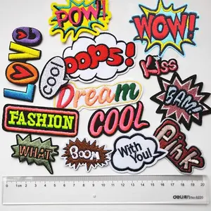 Accessory 22pcs DIY Word Patches Embroidery Mix Patterns Iron On/Sew On Applique for Clothes Backpacks T-Shirt Jeans Skirt Vests Scarf Hat Bag (Style 10)