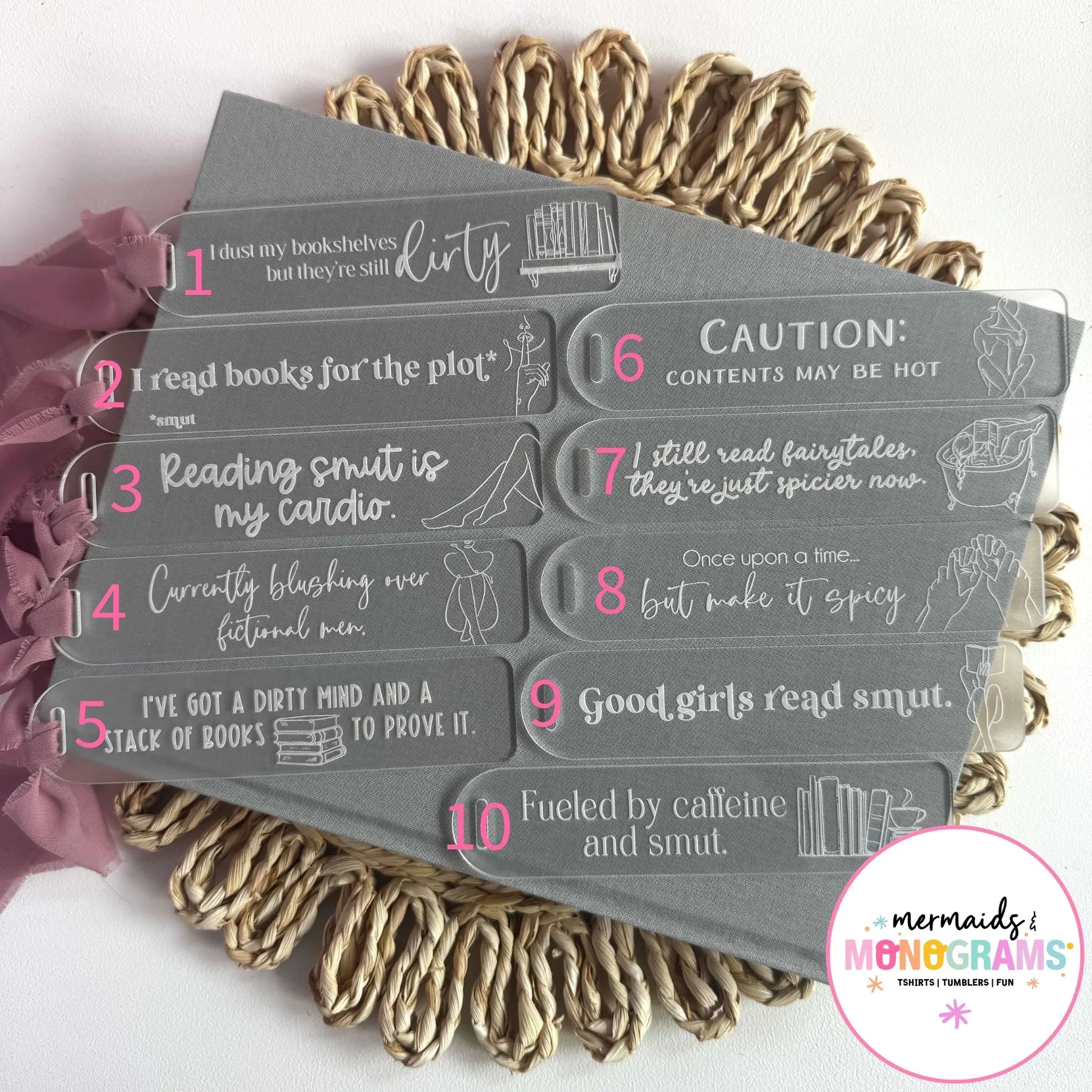 Laser Engraved Acrylic Bookmarks – Smut Reader Edition