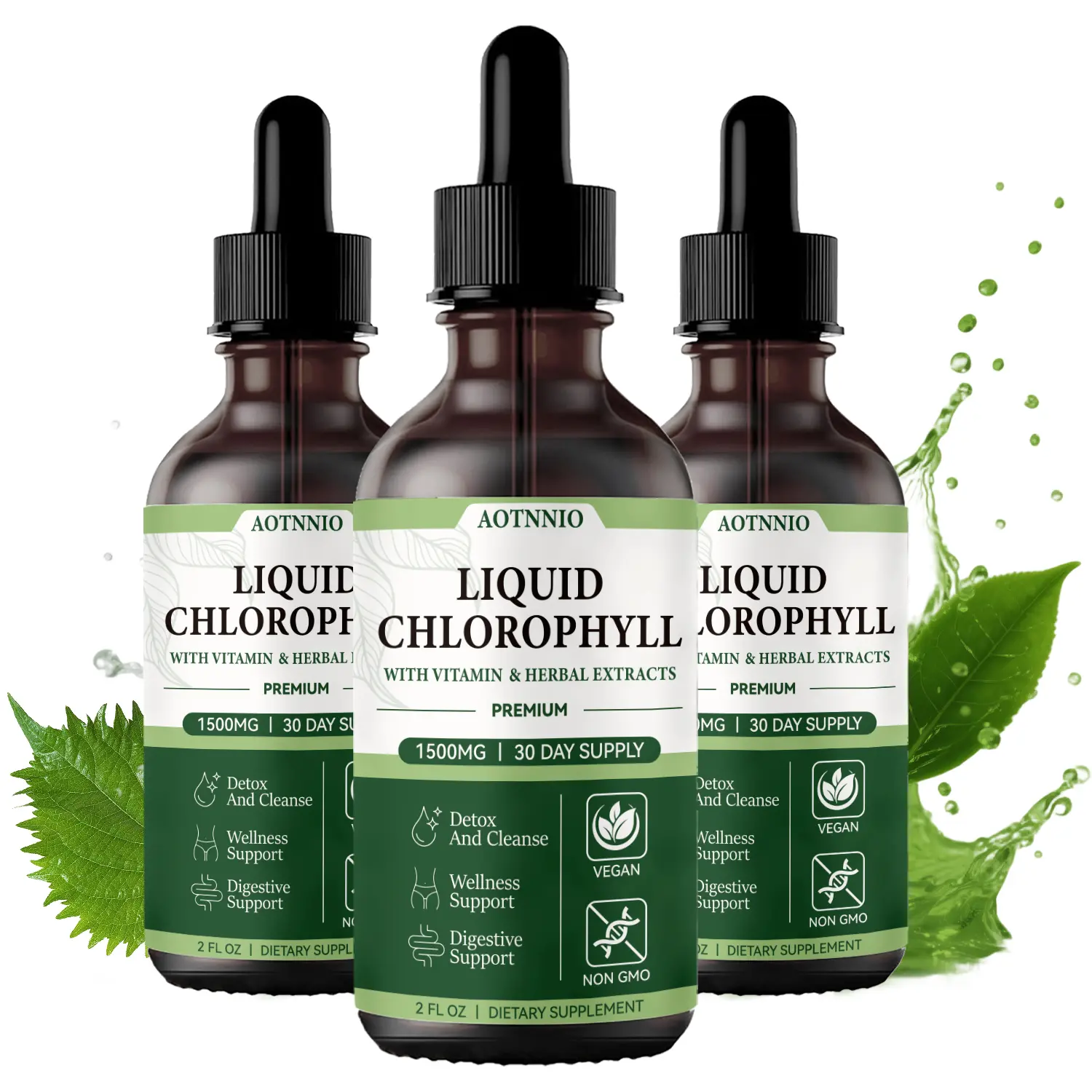 Edible Liquid Chlorophyll Drops - Super Concentrated Natural Ingredients Health Dietary Supplement, Supports Energy Boost & Digestion, Vegan Daily Wellness Vitamins Supplement