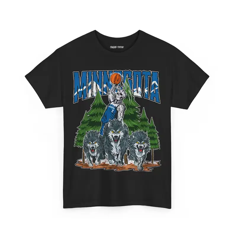 MINNESOTA BASKETBALL T-shirt, NBA Fan Tee, Timberwolves Shirt, Skeleton Tshirt, Sports Gift, Wicked Weaves