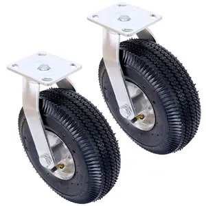 8-12IN CASTER pneumatic tire, Caster Wheel, Swivel Plate, Steel Hub with Ball Bearings, 5/8-Inch Bore Centered Axle