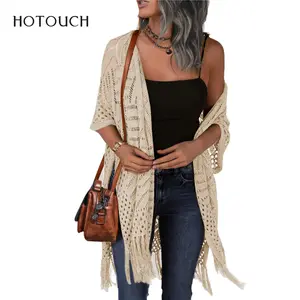 Womens Knit Cardigan Open Front Outwear New Spring & Summer Hollow Out Crochet Tassel Lightweight Kimonos Sweater Springtok dealsforyoudays Outdoorfun 2026 spring Womenswear Overall Style Knitwear Piece Tops