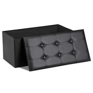 New Choice Deal Black Folding Storage Ottoman 30" Storage Bench For Bedroom Hallway Living Room