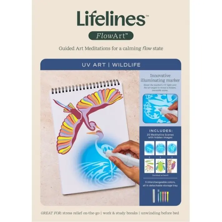 Lifelines FlowArt Art Crafting Kit - Illuminate & Create with Colorful Illustrations, Wildlife-Themed Portable Art Supplies for Educational Activities
