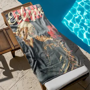 1 piece Demon Skeleton and Scarlet Flower Theme Design themed beach towel - Soft and Comfortable Beach Towel, Upgraded Fiber Material, suitable for Outdoors, Seaside, Travel, Machine Washable, Modern Pattern Style, Perfect Holiday Gift