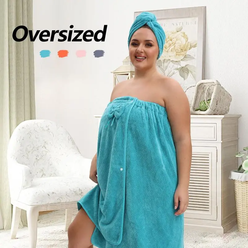 Bath Towel Set, Large Bath Skirt & Princess Shower Cap, Adjustable Wearable Towel Skirt for Home Use, Travel, Sauna, and Spa, Includes Towel, Absorbent Thickened Towels, Bathing Robe, Super Absorbent Towel, Bath Sheet Towel, Wash Towel