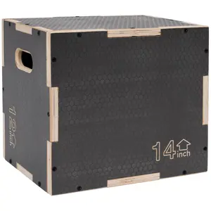 Signature Fitness 16" x 14" x 12" Wooden Plyo Box Non-Slip Jump Platform, Gray Signature Fitness 16" x 14" x 12" Wooden Plyo Box Non-Slip Jump Platform, Gray