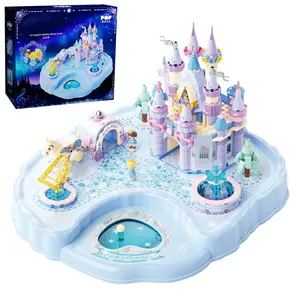 Dream Music Ice Princess Castle Building Block Set with Figures, Creative 3D Palace Desktop Decoration, Best Christmas Gift for Girls