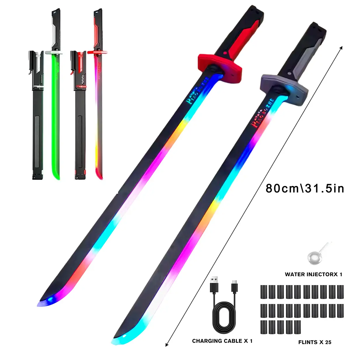 DKD SparkBlade Samurai LED Sword Toy Cyberpunk Katana - 31.5" Durable RGB Light-Up Collectible Prop, Lightweight Heat-Blade Glow Toy Sword, US In Stock, Festival Gift for Age 12+ Cosplayers