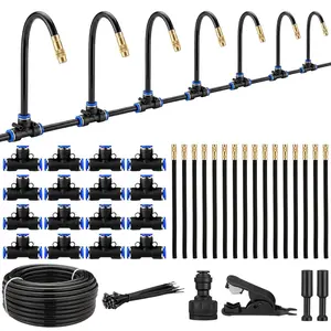 49.21ft Garden Drip Irrigation System, 360? Adjustable Watering Kit with 16 Nozzles Automatic Irrigation Watering Misting System for Greenhouse, Yard, Lawn,