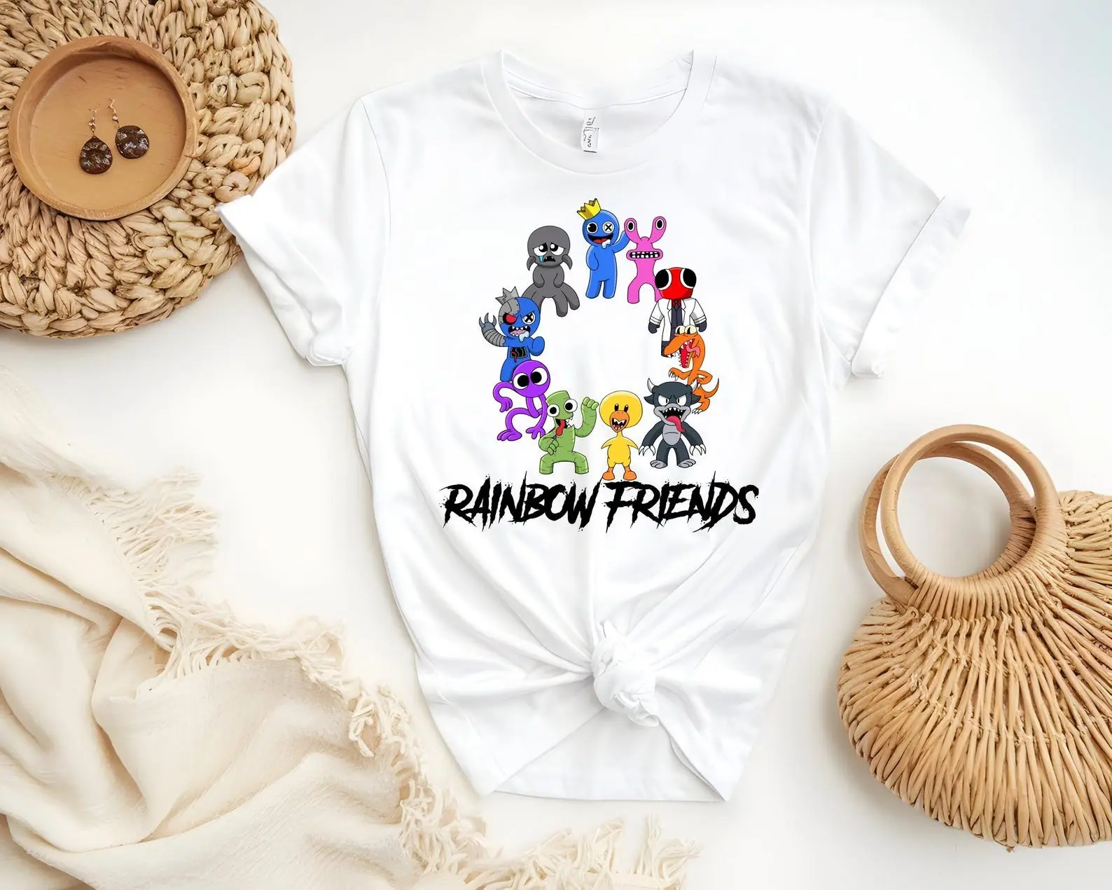 Rainbow Friends and Adults Birthday T-Shirt, Family Matching Shirt, Personalized Gamer Rainbow Friends Shirt, Birthday Boy/Girl Tee