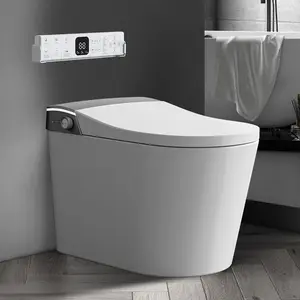 COZIWIZI Smart Toilet with Bidet, Auto Flush, Warm Water & Dryer, Deodorization, Auto Open & Close Seat, and Remote Control, Bathroom, Modern Design