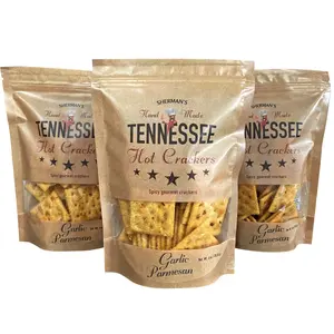 Sherman's Tennessee Hot Crackers, Garlic Parmesan Flavor 3 pack. (6oz each), Spicy Snack Crackers. Perfect for charcuterie, chili & soups, appetizers, or snack right out of the bag.