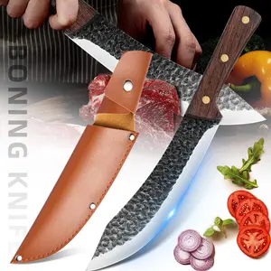8.5'' Hand-Forged Meat Cleaver Knife - High Carbon Ultra-Sharp Butcher Knife with Ergonomic Handle for Meat Cutting, Chopping, Home Cooking, and Outdoor BBQ