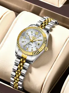 Women's Elegant Fashion Round Dial Quartz Analog Watch, Fashion Watch for Party, Daily Clothing Decor, Trendy All-match & Exquisite Watch for Birthday Gift with Box, Modern Fashionable Wristwatch, High End Watch, High Quality Watches