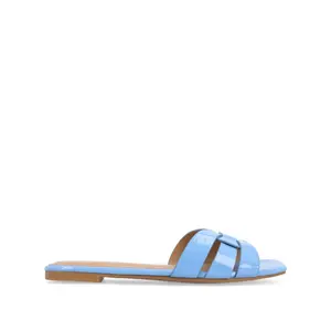 ARRINA SLIDE SANDALS IN STATEMENT PATENT - Blue Patent