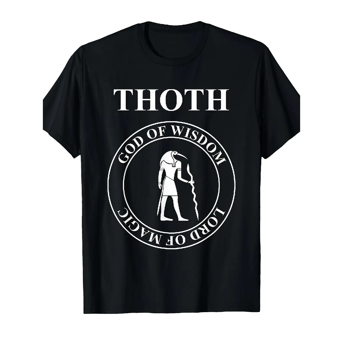 'S & 'S Short  Thoth Egyptian God Of Wisdom And Magic T-shirt |   Round Neck Short Sleeve Casual Tee, Street Trending Style, Comfortable Fit, Plus Size