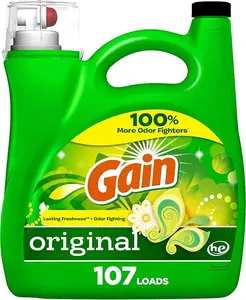 Gain Liquid Laundry Detergent, Original Scent, 154 fl oz, 107 loads, Freshness + Odor Fighting, High efficiency washing machine iquid cleaning soap