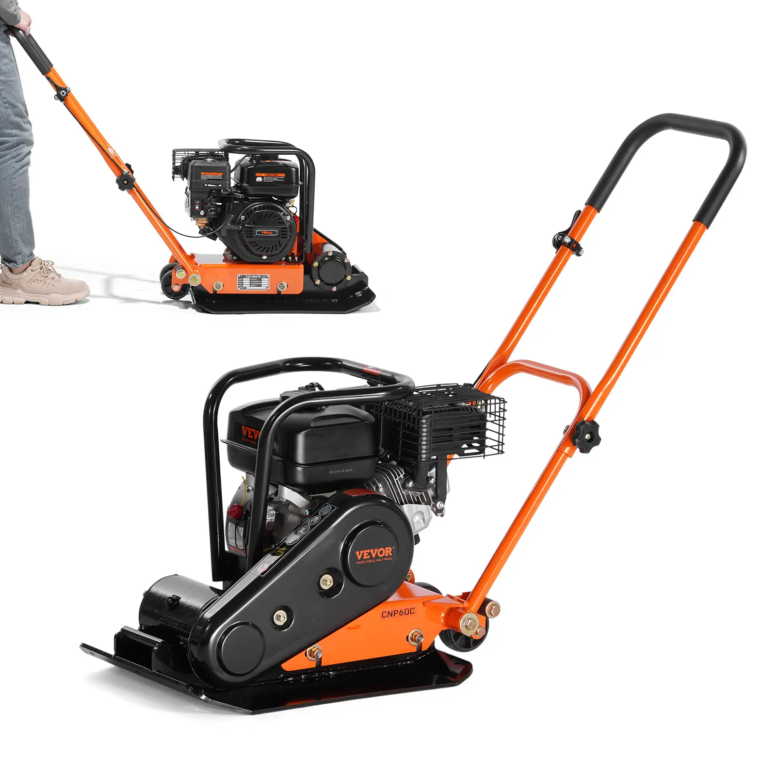 【DealsForYouDays】VEVOR Gas Plate Compactor Tool6.5HP 196CC Engine4200 lbs Vibratory Tamper22.1x15.9 in Plate5600 VPM Pavement Compactor for WalkwaysLawn Landscaping, Tool,father'sdaygifts