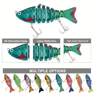Master Fishing Lures with BKK Hooks 3D Realistic Eyes 7 Segments jointed lure for Bass Trout Walleye Ultra Sharp Treble Hooks Lifelike Fishing Baits,Suitable for Fresh Water and Saltwater,Sinking Lifelike Outdoor Fishing Equipment