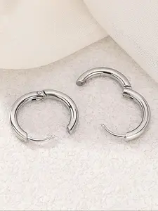 Minimalist Stainless Steel Hoop Earrings, Fashionable Earrings for Women & Men, Trendy All-match & Exquisite Jewelry for Birthday Gift, High Quality Earrings, Fashionable Jewelry Accessories