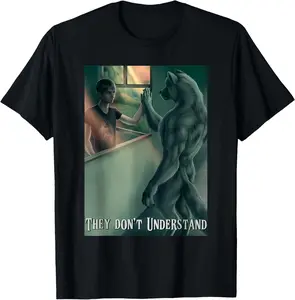 Men's Classic Knit Soft Cotton Short-Sleeve T-Shirt - Stylish Ripping Wolf Meme Werewolf Graphics Top for Summer Casual Sports & Outdoor Activities