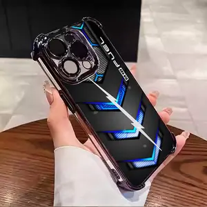 M18 E-sports style Suitable for Aesthetic Electroplated TPU Casing For iphone 16 15 14 13 12 11 X XS PRO PLUS MAX Four Corners Anti-Fall Transparent Casual Soft Silicone Phone Cases Perfect Gift for men's L1391