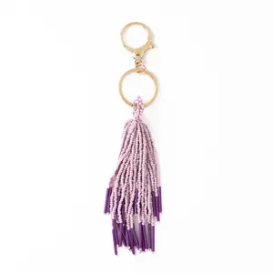 Diana Tassel Beaded Bag Charm Lilac + Dark Purple