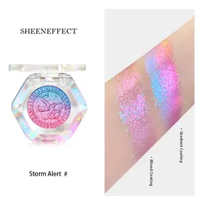 SheenEffect Duo Chrome Shimmer Eyeshadow - Multichrome Highlighter Cosmetic, Glittery Powder Makeup, Single Item with Shifting Color Gradients, Brightening Finish, Holographic Glitter Eyeshadow For Bold Eye Looks, Easy-to-Blend, Long-Lasting, Party Makeup