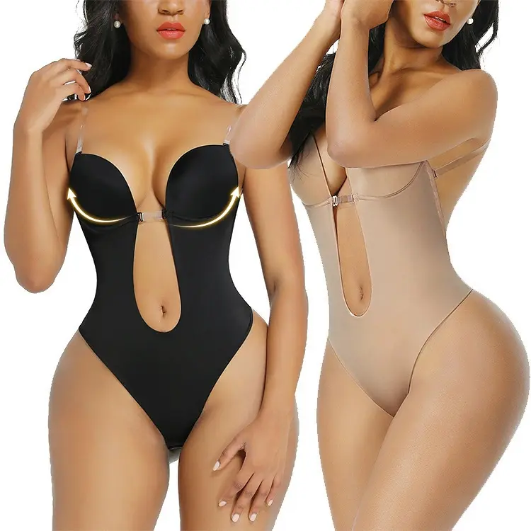 Invisible shapewear bodysuit with bra cups for women, suitable for backless wedding dresses and evening gowns