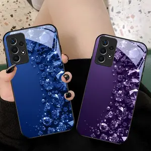Brilliant red gemstone Phone case suitable for Samsung Galaxy A73 5G/A51 5G/A52 5G/A53 5G/A54 5G/A36/A56/A32 5G/A33 5G/A42 5G/A31/A50/A51/A70/A71/A35 5G/A55 5G/A32/A34 5G Black glass protective case