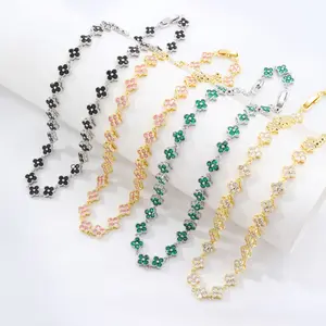 Loveden 2026 Mixed Colorful Four Leaf Clover Necklace For Women Daily Shining 5A Zircon Hypoallergenic Charm Jewelry Her Birthday Gift