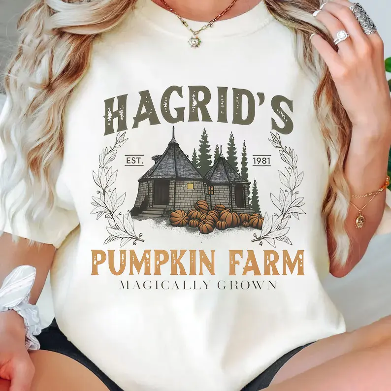 Hagrid's Pumpkin Patch Shirt - Sweatshirt - Hoodie, Vintage Fall Shirt, Retro Halloween T-Shirt, Pumpkin Patch Sweatshirt, Wizard Halloween Shirt, Spooky Season T-Shirt, HP Fan Gift, Full Color, Unisex Shirt, Casual, Classic Fashion, Full Sizes, Tee Print