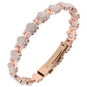 Pure Copper Bracelets for Women,Ultra Strength Magnetic Bracelet with 3800 Gauss Magnets & Sparkling Cubic Zirconia, Adjustable Charm Bracelet