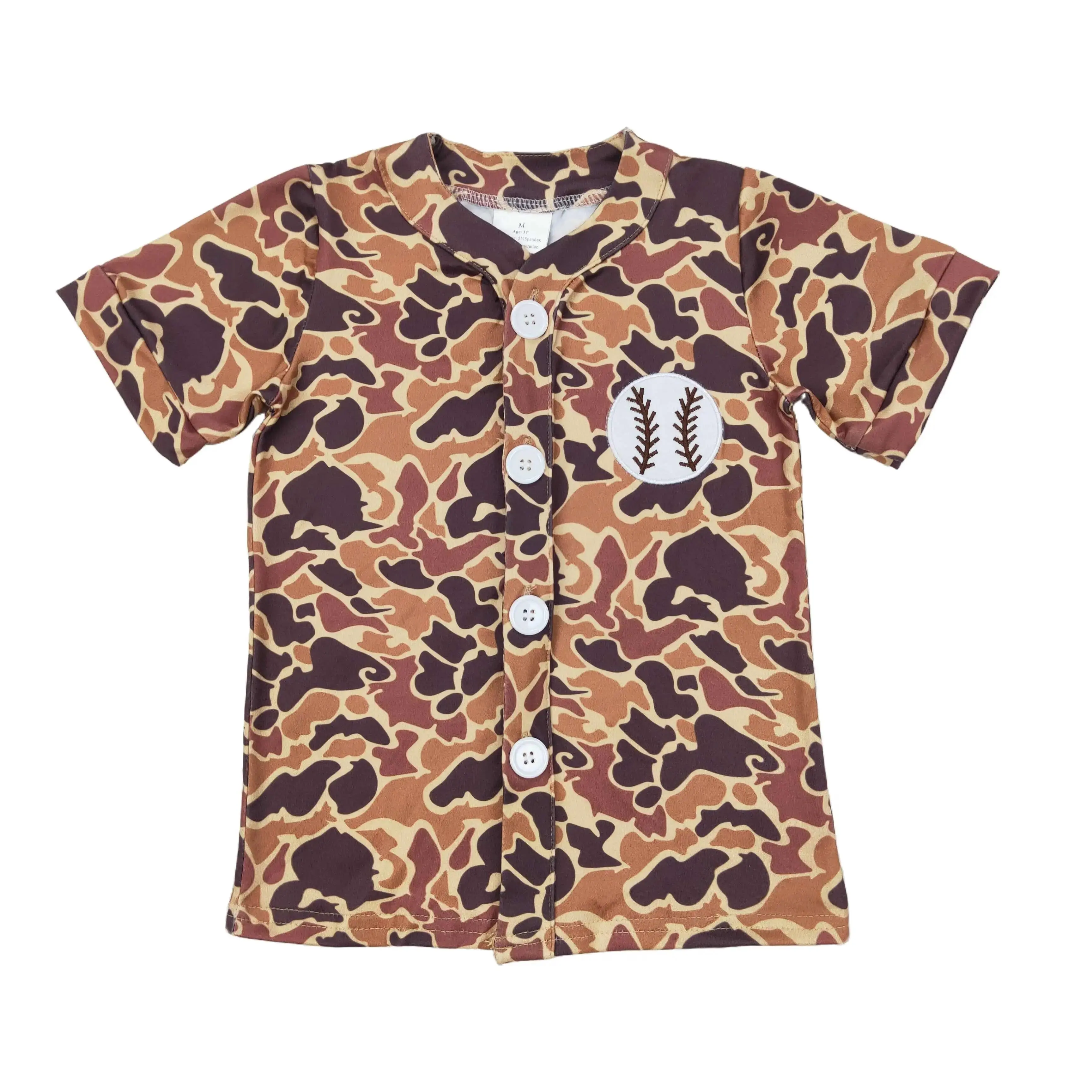 Baby Boys' Camo Baseball T-Shirt, Cute Short Sleeve with Embroidery Detail, Casual Children's Clothes