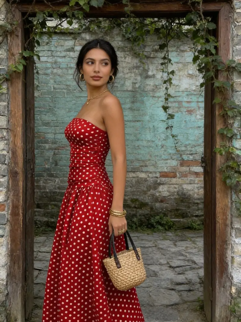 long dress polkadot Clara Maxi Dress Black Polkadot