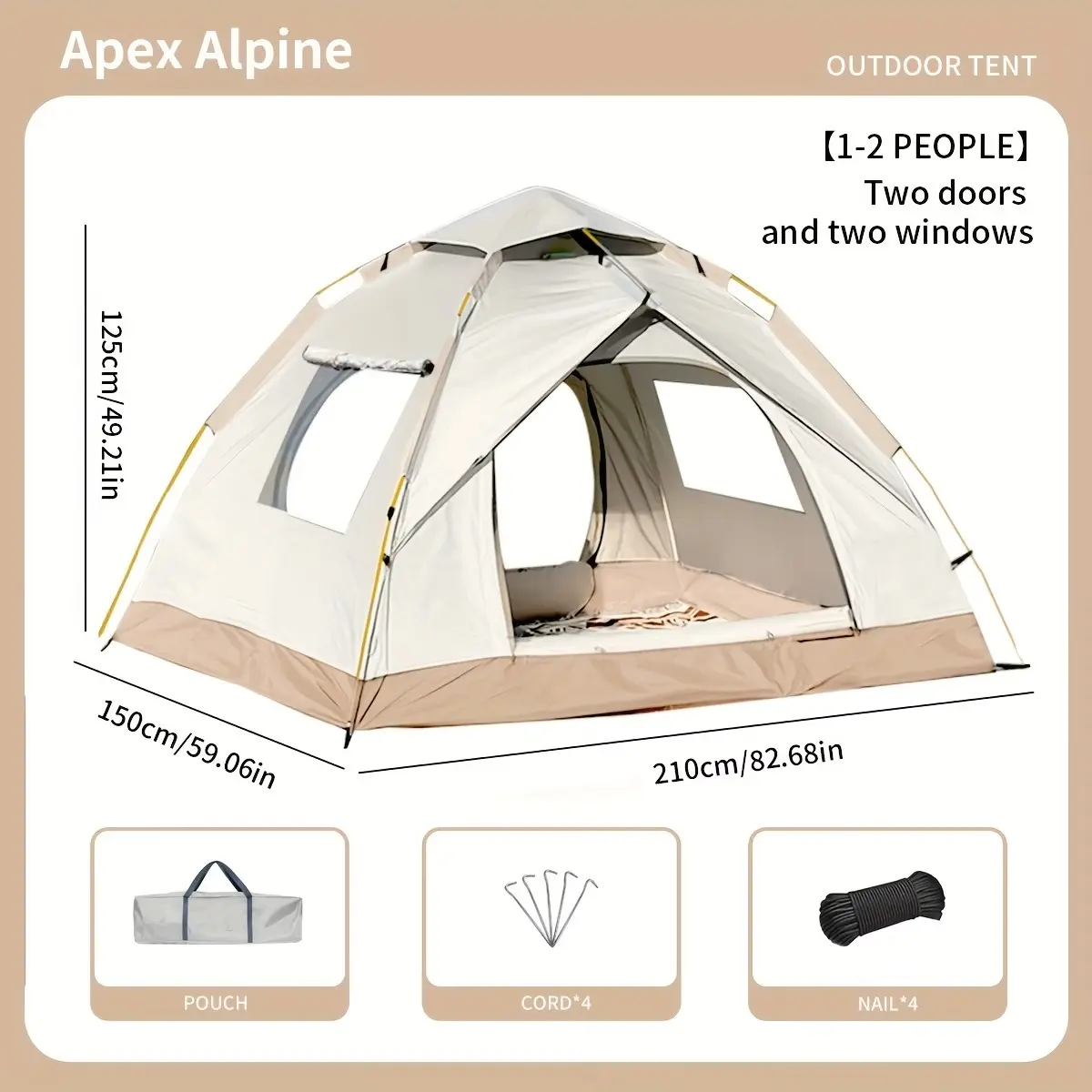 Deluxe Two Doors and Windows Tent