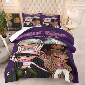 Bratz Doll Pattern Bedding Set, Bedsheet Sets, Soft, Comfortable And Durable, Including 1 Blanket And 1 Or 2 Pillowcases Without Pillowcases, Suitable For Both Teenagers And Adults' Bedrooms