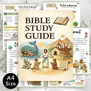 Old Testament Study Journal, Joshua & Genesis Scripture Notebook with Chapter Summaries & Reflection Prompts - Spiritual Growth Workbook for Adults, Perfect for Personal Devotion, Devotional Notebook, Stationery Office Supplies