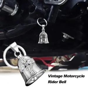 Vintage Motorcycle Rider Pattern Cross Pray lucky Bell Fashion Personality Guardian Bicycle Bell Accessory Gift