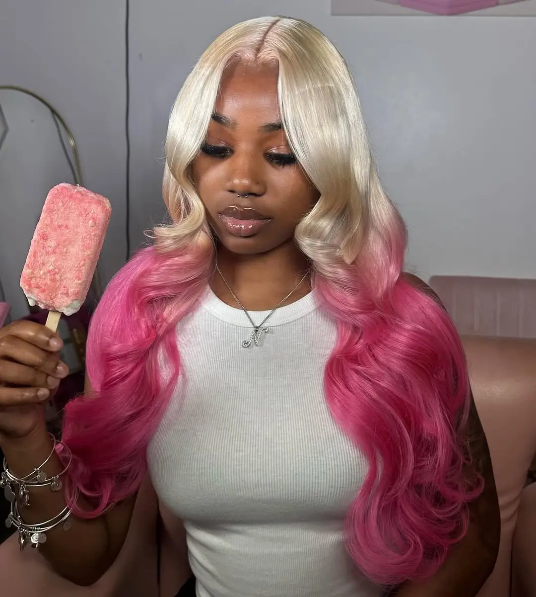 Natural Looking Wigs for Women, 28 Inches Pink Long Curls, Synthetic Hair with 13*4 HD Lace, Comfortable Fit for All Day Wear
